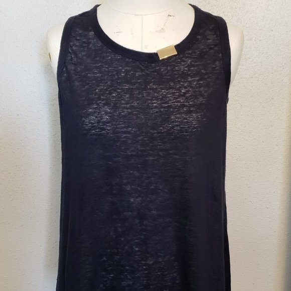 EUC *Derek Lam 10C* Women´s Navy Blue 100% Linen Semi-Sheer Tank Top Small - Picture 1 of 8